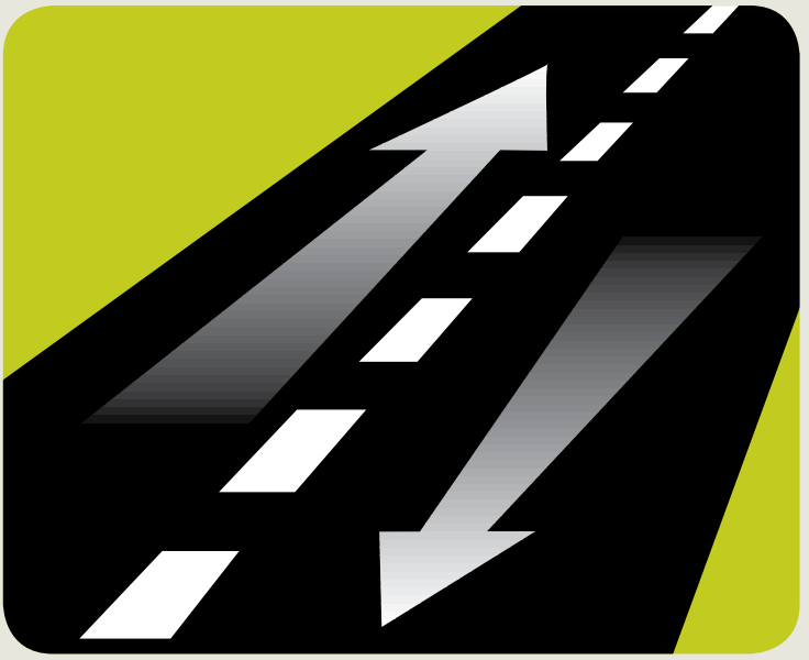 NZTA 靠左行驶示意图，车辆沿道路左侧行驶