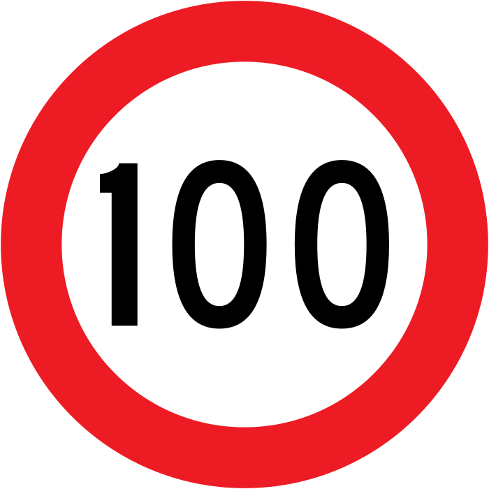 新西兰红圈 100 公里每小时限速标志